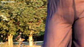 Hairy Mature Flashes in Public Outdoor Nude