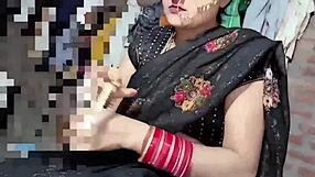 Beautiful Indian Bhabhi Pisses In Black Saree On Ranch