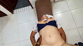 Blonde getting fucked in bed with her blue bra on