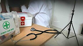 Doctor secretly gives blowjob in clinic to patient.