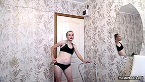 Gymnast relaxes after intense workout