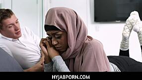 Tiny hot muslim ebony teen milu blaze in hijab fucks her own stepbrother. Can she handle it?