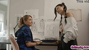 Lulu Chu and Electra Rayne escalate from kissing to intense fingering and spanking