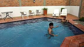 on vacation licking ass and deepthroat with step-nephew by the pool