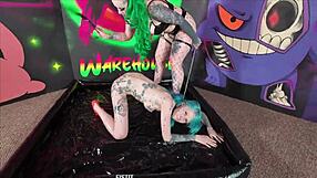 lesbian femdom unfolds as submissive girl pleads with mistress for a rough strapon session