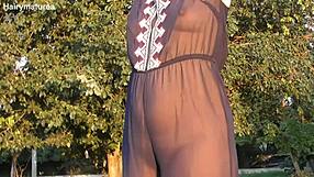 Hairy Mature Flashes in Public Outdoor Nude