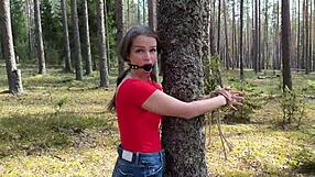 Husband Ties Cheating Slut To Tree, Stranger Fucks Her