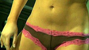 shawna lenee slides shaved pussy on huge dong in fishnets