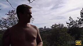 Detailed POV Of Old Couple Fucking Anal Outdoors With Czech Girl.