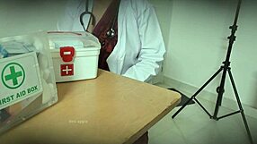 Doctor secretly gives blowjob in clinic to patient.