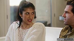 Latin teen 18+ facesits her new stepdad as thanks. She fucks him hard with shaved pussy.