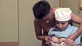 Small Japanese Room Service Girl Seduces Client to Food-Fetish Play. Old-Young 18+ Quickie Unfolds in Hotel!