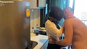 My tiny Asian 18+ schoolgirl drives me wild on kitchen table