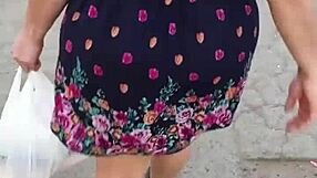 Mature Blonde Milf Flashes Ass in Public Outdoor Street