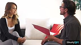 husband and wife make nanny work fat cock to save her job