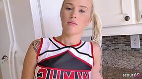 Layla Love's pigtails cheerleader performance