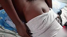 Intense Morning Fuck with Petite Chocolate Lady's Hairy Pussy Moaning Loudly