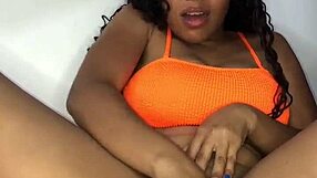 Young latina with natural big tits masturbates using a dildo