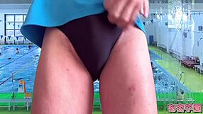 I borrowed a swimsuit from the girls' club and masturbated by the pool. It was so thrilling!