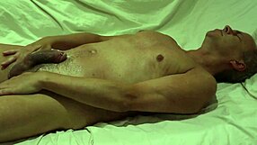 fit man with pierced cock masturbates until he cums, doesn't he?