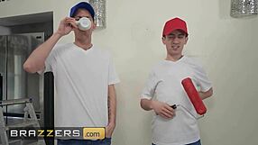 Brazzers - Louise Lee Rewards Housepainters with Face Cum Painting!