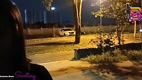 Hot woman sucking big black cock in public