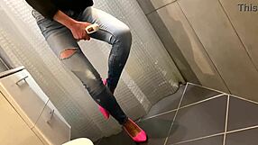 Desperate German Lover Pees In Jeans Then On Ass While She Teases With Handjob And Blowjob