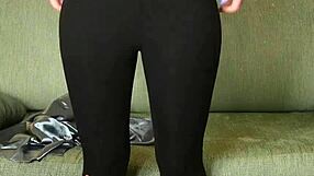 Neighbors Hazel Ash models button down and yoga pants