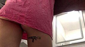 Hottest Redhead in Bathroom STRIPS OFF Panties to Reveal ASS and PUSSY