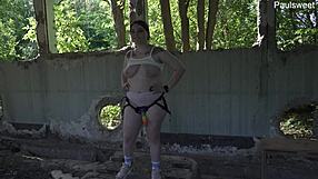Curvy Russian BBW Pegs in Public Outdoor Heat