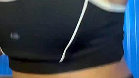 the hot girl gets her pussy licked in the crowded bathroom