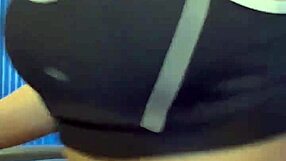 the hot girl gets her pussy licked in the crowded bathroom