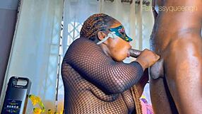 sexy ebony queen likes to deep throat two bbc doggystyle and body shaking orgasm