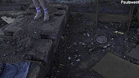 Curvy Russian BBW Pegs in Public Outdoor Heat