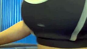 the hot girl gets her pussy licked in the crowded bathroom