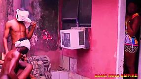 Amateurs get fucked in threesome cowgirl with african big dick