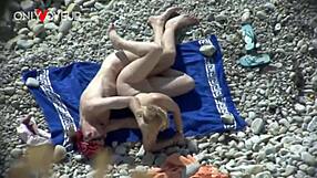 Beach Voyeur Juicy Ass White Girl Fucked Hard From Behind and Creampied!