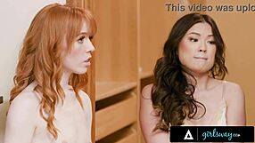 Petite redhead Madi Collins and mistress Lulu Chu enjoy a fun session with wife Whitney Wright
