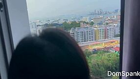 my slim asian petite girlfriend screamed on the balcony during our intimate moment