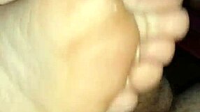 This homemade session features a bare footjob ending in a big cumshot.