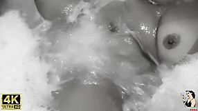 Milf teacher in bubble bath masturbates pussy intensely while wearing lingerie and fantasizing about anal assfucking