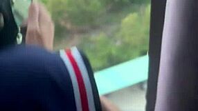 my slim asian petite girlfriend screamed on the balcony during our intimate moment