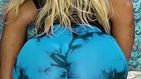 curvy mature woman competes with young man in intense oral challenge