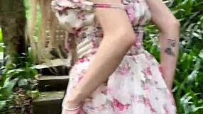 Asian Girl Exposes Herself On The Mountain, Masturbating To A Squirting Climax.