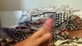 Skinny brazilian guy with huge cock masturbates lying down