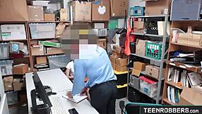 teenrobbers com shows shaved teen 18+ shoplifter banged by creepy guard in backroom