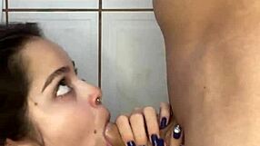 Debora Prado's Face Smeared with Cum After Deep Blowjob