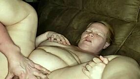 Moaning milf screams loudly while getting fucked hard in her pink thong, leading to a creampie.