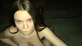 Good girl kneels for stepdad's deep blowjob