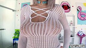 Busty blonde teen Gabbie Carter rides big cock in doggystyle creampie